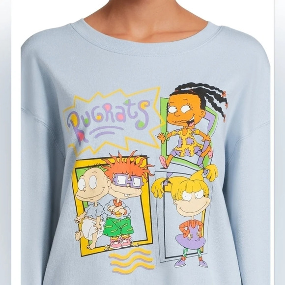 90s Nickelodeon Rugrats Crewneck Sweatshirt, Light Blue, Junior's Size Large. - Picture 1 of 8